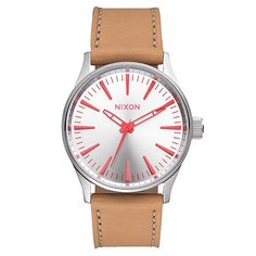 Часы Nixon Sentry 38 Leather Silver/Bright Coral/Natura