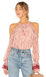 Sessilee long sleeve cold shoulder top in bare pink combo - BCBGMAXAZRIA