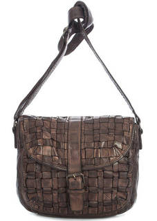 Коричневая кожаная сумка через плечо Gianni Conti