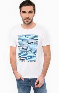 Белая хлопковая футболка Mustang