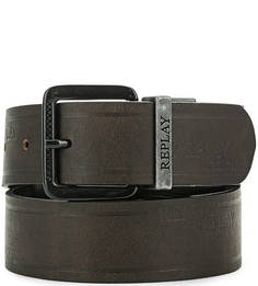 Двусторонний кожаный ремень с тиснением Replay