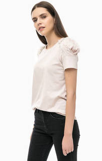 Хлопковая футболка с декоративной отделкой Pinko