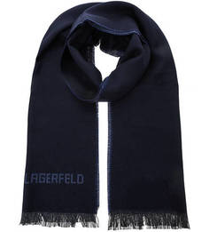 Синий шарф из шерсти Lagerfeld
