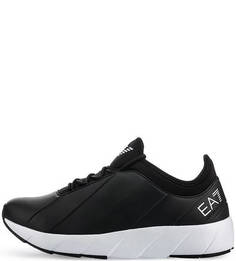 Черные кроссовки с логотипом бренда EA7
