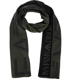 Трикотажный шарф цвета хаки EA7