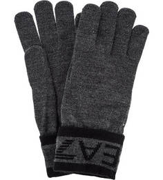 Трикотажные перчатки с логотипом бренда EA7