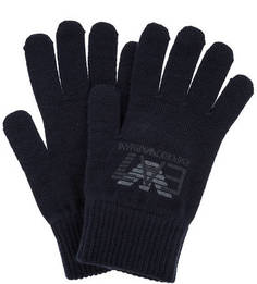 Синие трикотажные перчатки с принтом EA7