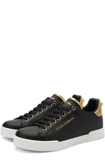 Кожаные кеды Portofino с контрастной отделкой Dolce &amp; Gabbana