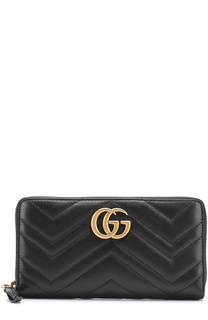 Кожаный кошелек на молнии с логотипом бренда Gucci