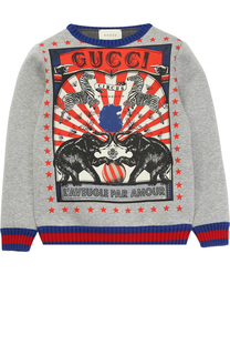 Хлопковый свитшот с эластичными манжетами и принтом Gucci