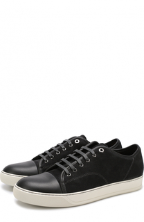 Замшевые кеды с кожаным мысом Lanvin