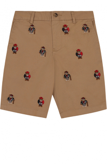 Хлопковые шорты с вышивками Polo Ralph Lauren