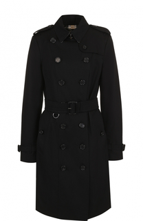 Хлопковый двубортный тренч с погонами и поясом Burberry