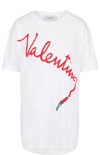 Хлопковая футболка свободного кроя с принтом Valentino