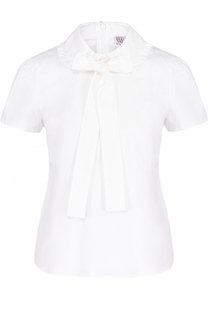 Однотонный хлопковый топ с воротником аскот REDVALENTINO