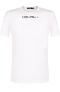 Хлопковая футболка с логотипом бренда Dolce &amp; Gabbana