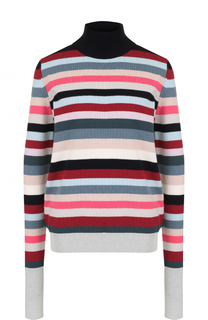 Шерстяной свитер в полоску с высоким воротником MRZ