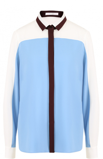 Шелковая блуза свободного кроя с контрастной отделкой BOSS