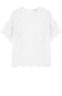 Однотонный кружевной топ с коротким рукавом Valentino