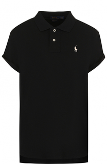 Однотонное хлопковое поло с принтом на спинке Polo Ralph Lauren
