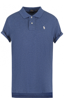 Однотонное хлопковое поло с принтом на спинке Polo Ralph Lauren