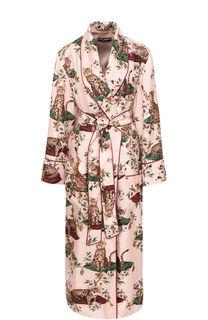 Шелковое пальто с принтом и поясом Dolce &amp; Gabbana