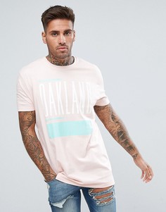 Длинная футболка с принтом ASOS - Розовый