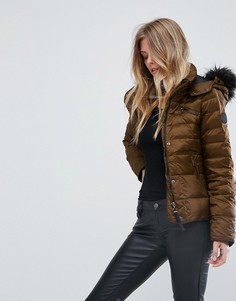 Дутая куртка с воротником из искусственного меха Vero Moda - Коричневый