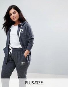 Худи серого цвета на молнии Nike Plus - Серый