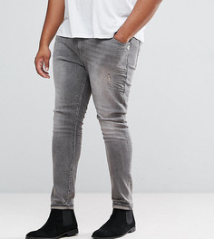 Серые джинсы скинни с рваной отделкой ASOS PLUS - Серый