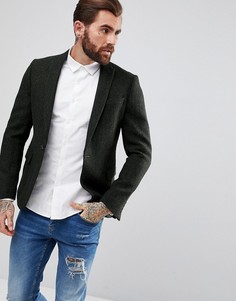 Приталенный блейзер из твида Харрис на основе 100% шерсти ASOS - Зеленый