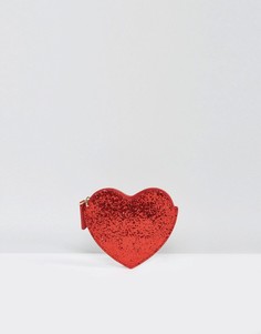 Красный блестящий кошелек в форме сердца Lulu Guinness - Красный