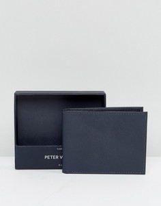 Темно-синий бумажник с гравировкой Peter Werth - Синий