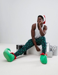 Пижамные джоггеры с принтом елок ASOS Christmas - Зеленый