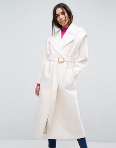 Пальто в стиле 80-х с поясом ASOS - Розовый