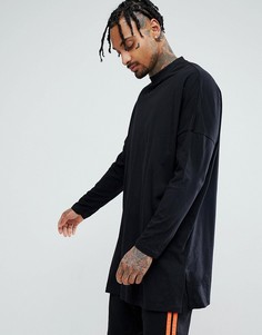 Черный лонгслив оверсайз с разрезами по бокам ASOS - Черный