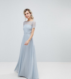Платье макси с кружевной отделкой ASOS PETITE - Серебряный