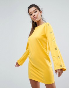 Трикотажное платье с кнопками ASOS - Желтый