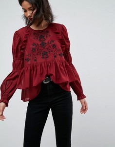 Блузка с вышивкой ASOS - Красный