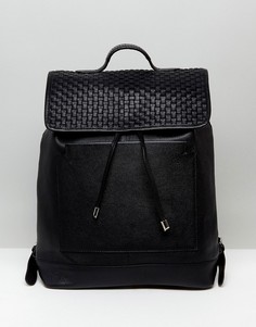 Кожаный рюкзак с плетеной отделкой ASOS - Черный