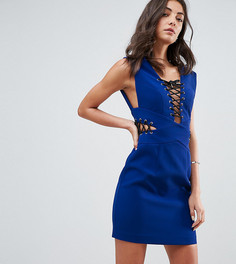Соблазнительное платье мини с глубоким вырезом и шнуровкой ASOS TALL - Синий