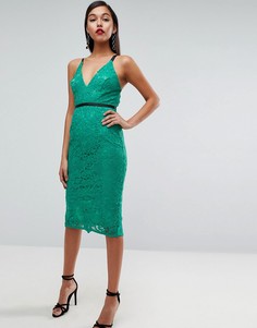 Кружевное платье-футляр миди ASOS - Зеленый