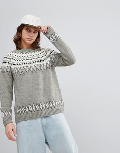 Серый джемпер с добавлением шерсти и узором Фэйр-Айл ASOS - Серый