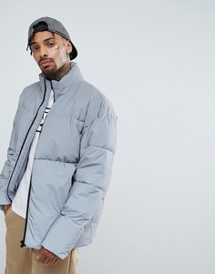 Серебристая дутая куртка оверсайз со светоотражающим эффектом ASOS - Серебряный