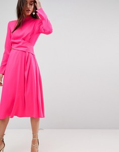 Платье миди с вырезом ASOS - Розовый