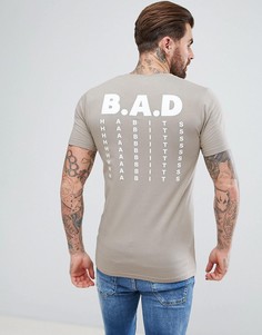 Обтягивающая футболка с принтом Bad Habits ASOS - Коричневый
