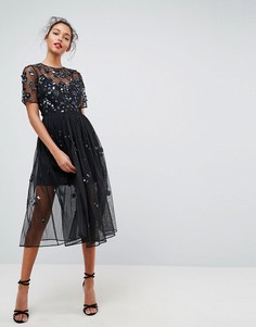 Свободное платье миди с декоративной отделкой ASOS - Черный