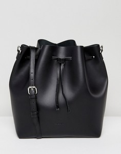 Черная кожаная сумка на плечо с затягивающимся шнурком Sandqvist Marianne - Черный