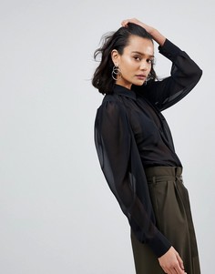 Прозрачная блузка с широкими рукавами ASOS - Черный