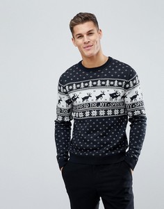Джемпер с новогодним принтом Jack &amp; Jones Originals - Черный